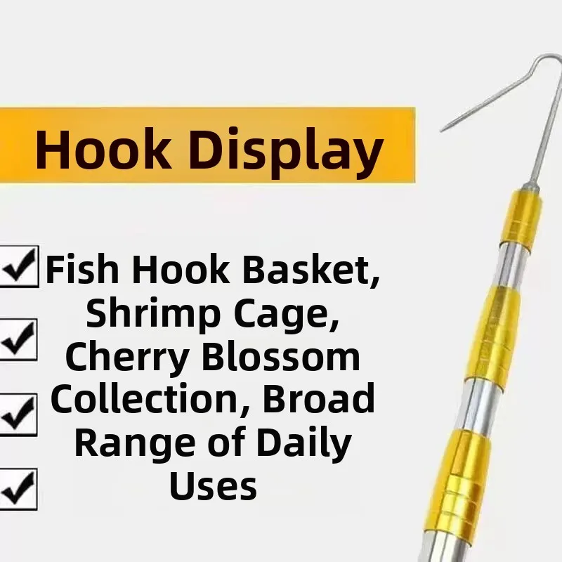 Stainless Steel Extendable Pole Long Scythe Fruit Picking Stick Fishing Grass Cutting Knife Hawthorn Hook Date Palm Seed Harv...