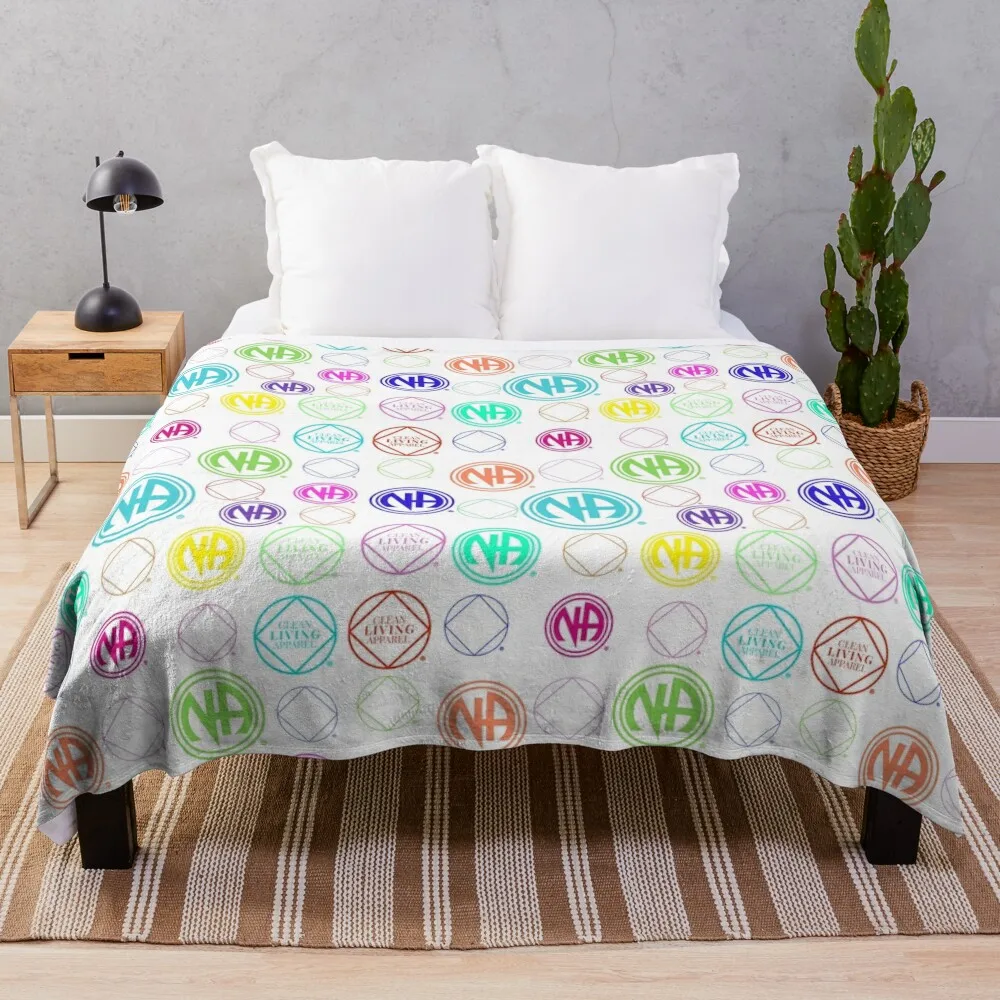 Colorful NA Symbols and Logos Narcotics Anonymous Gift Throw Blanket Sofa Blanket