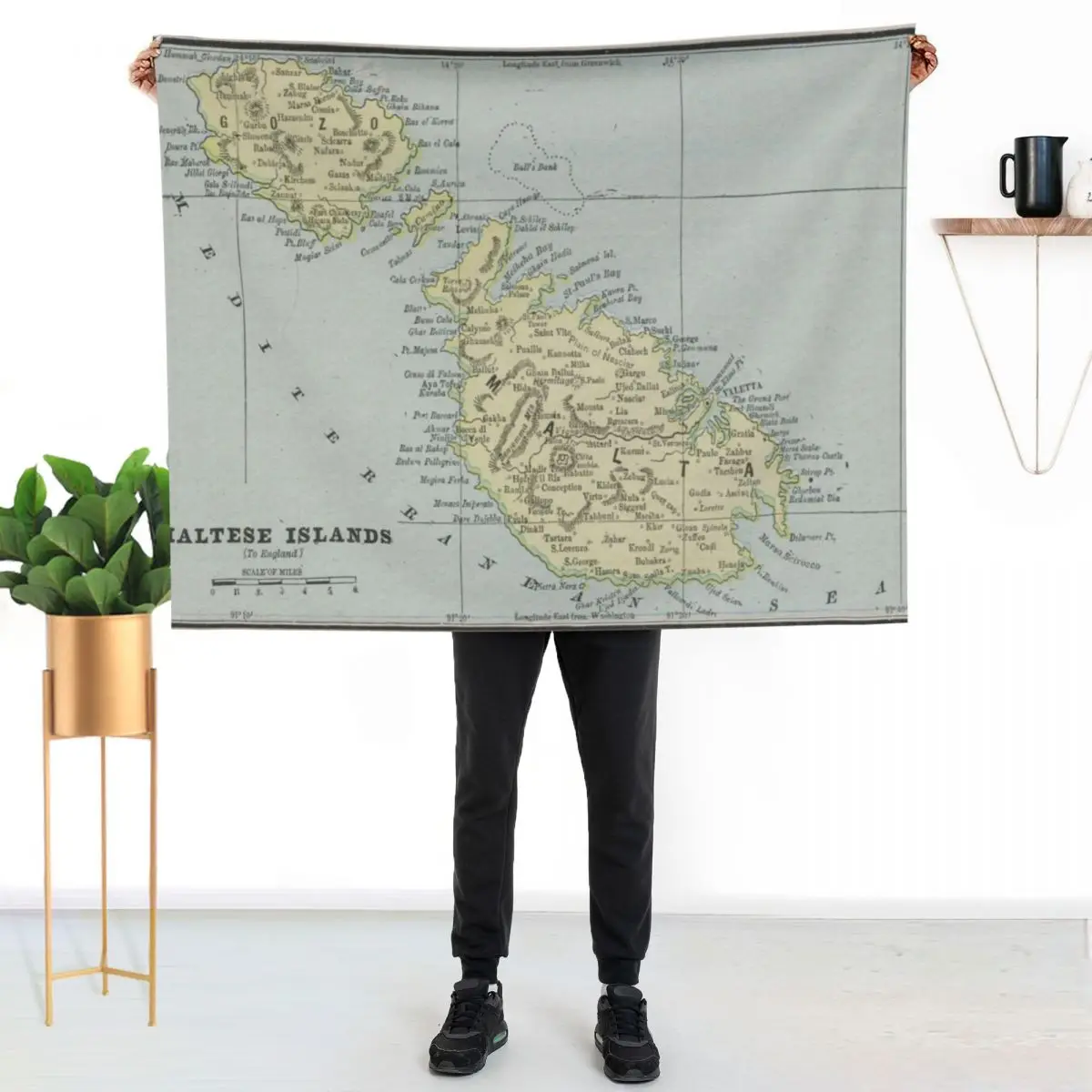 Vintage Malta Map (1901) Throw Blanket Softest Beautifuls Luxury Designer for winter Vintage Furrys Blankets
