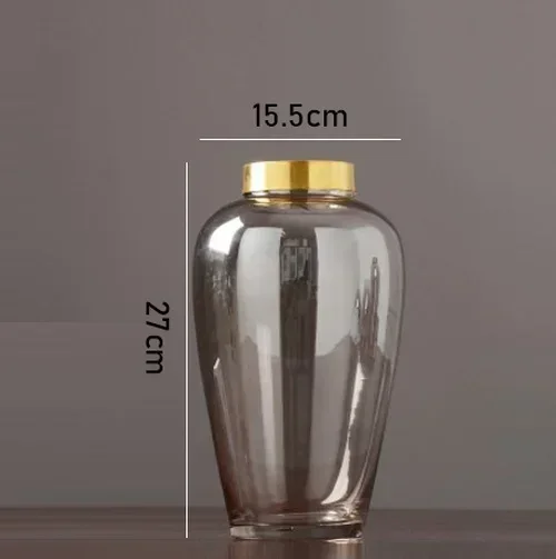 Modern Hydroponic Glass Vase Metal Base Flower Arrangement Countertop Decoration Luxurious Exquisite Flower Vase Home Decoration