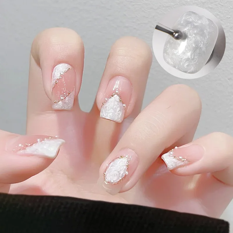 BORN PRETTY 10ml White Thread Nail Gel Polish Pearl Effect Vernis Semi Permanent Nail Art Manicure Soak Off LED UV Nail Gel