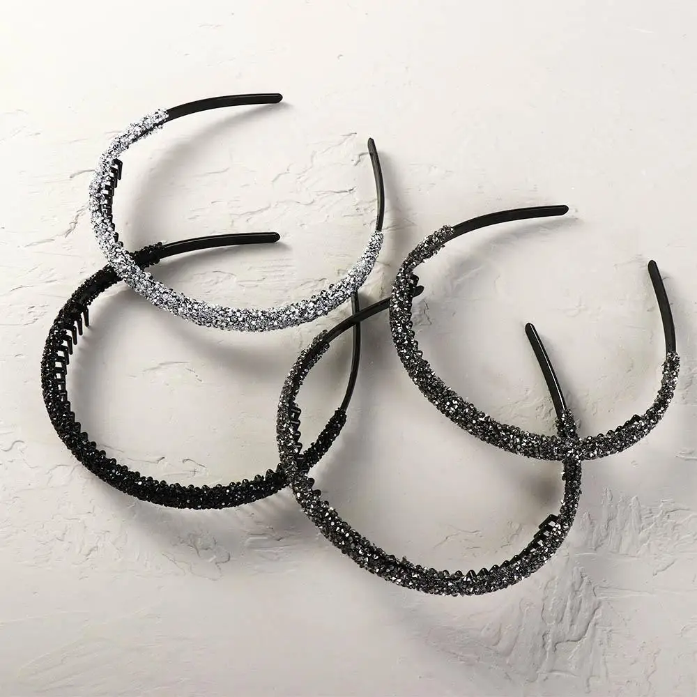 Vintage Plastic Rhinestone Headband with Toothed Face Wash Hairband Make Up Korean Style Diamond Hair Hoop Non-slip