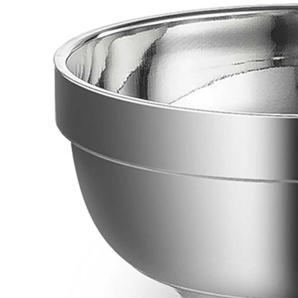 2Pcs Rustless Steel Metal Bowl Round Bowl Smooth Polished Dining Bowl Stackable Structure Practical Rice Bowl Meal Use