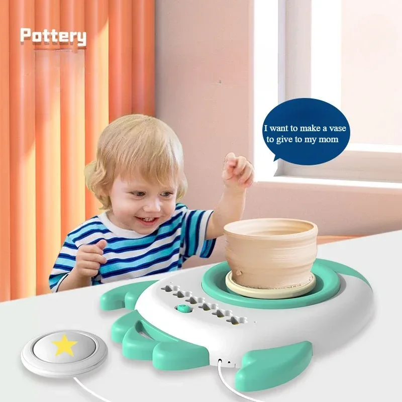 Children's Handmade Toys Electric Embryo Drawing Ceramic Machine Soft Clay Without Burning Baking Ceramic Clay Machine Turntable