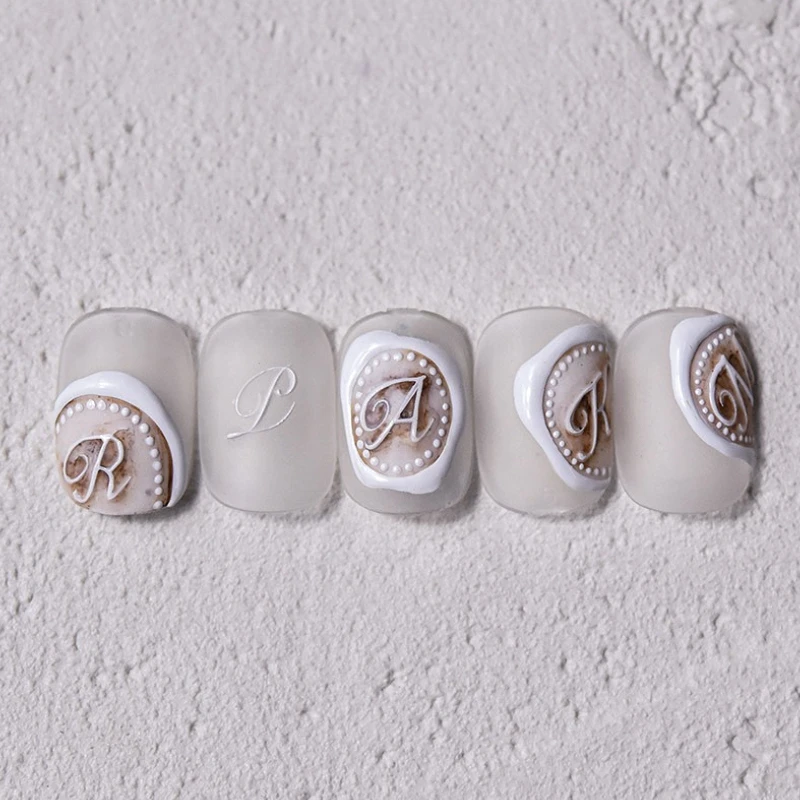 Romantic White Black Capital English Letters Chic Gold Punk Colorful Stamp Word 3D Self Adhesive Nail Art Sticker Manicure Decal