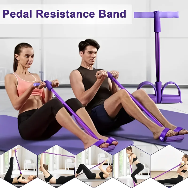 Four-Tube Pedal Tensioner Multi-Functional Household Fitness Equipment Yoga Abdominal Strengthening Elastic Band Tension Rope