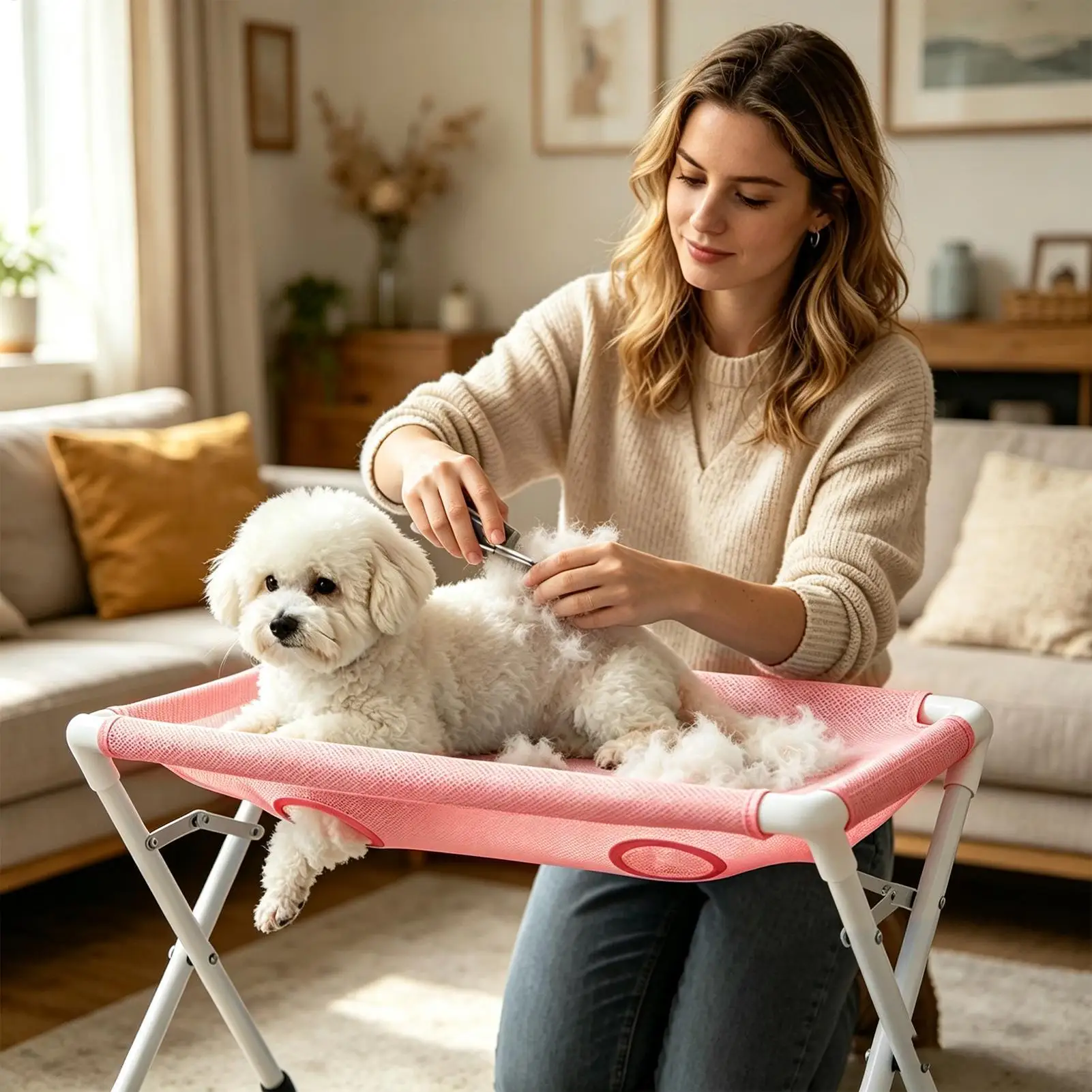 Pet Grooming Fixed Bed Detachable Anti Bite Pet Care Station Scratch Proof Grooming Tool For Puppy Cat Nail Trimming Bathing