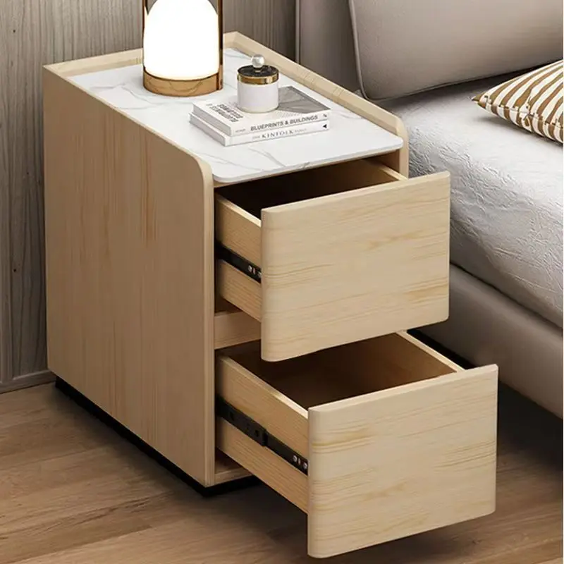 Best-sellers Modern Solid Wood 2 Drawers Multiple USB Ports Convenient Device Charging Smart Bedside Table Bluetooth Speaker