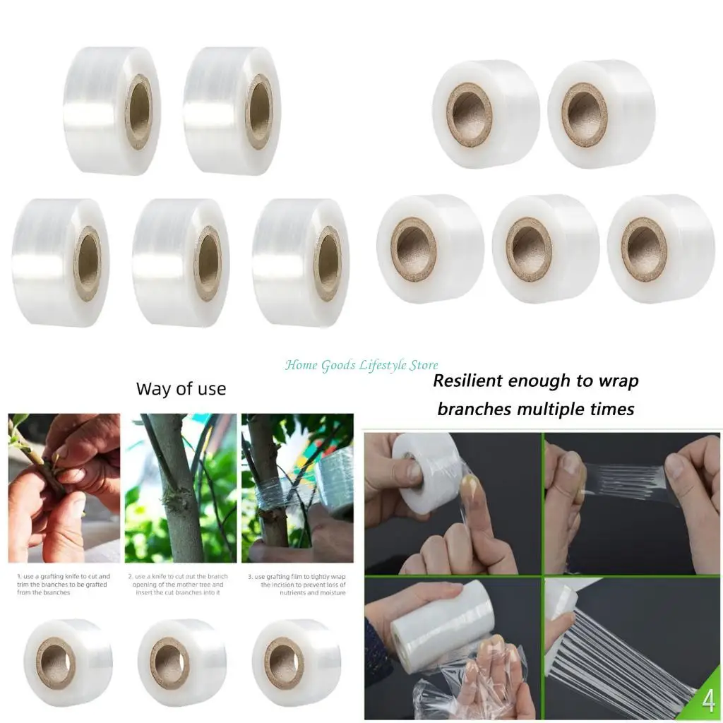 E74E 5 Rolls Flexible Water Resistant Binding Tape for Orchard and Garden Use