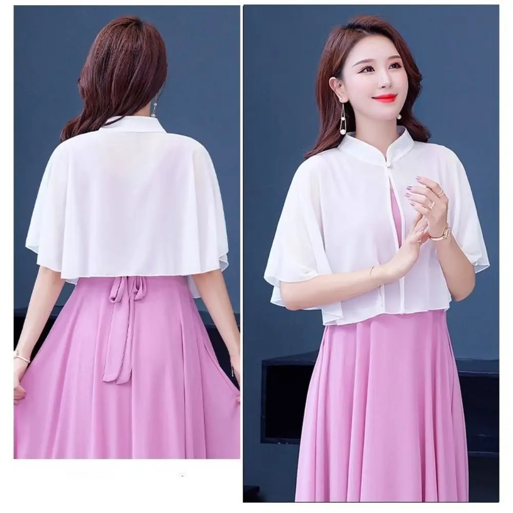 Thin Jacket Multicolor Chiffon Shawl Breathable Short Bridal Cape Loose Wedding Shawl Women