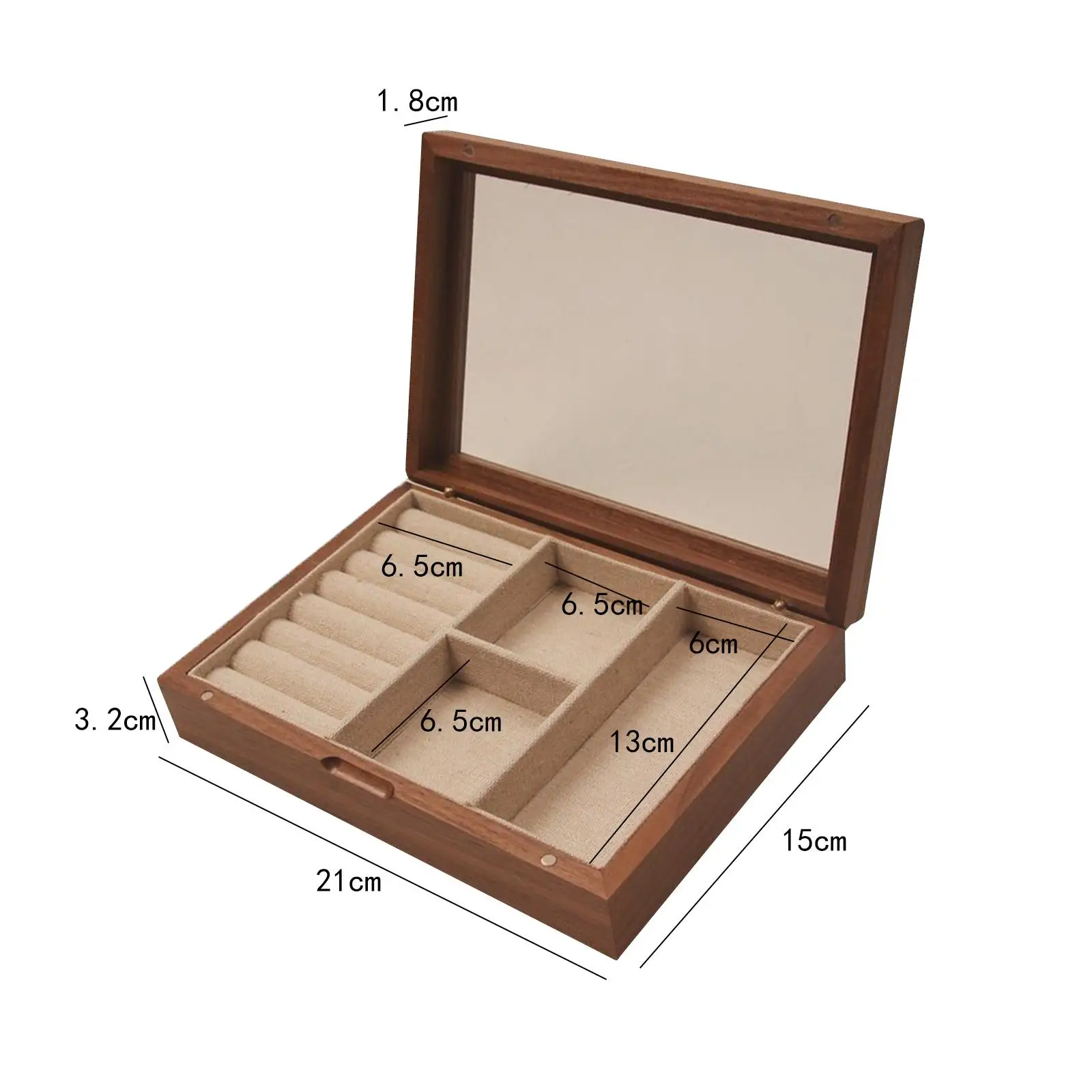 Jewelry Box Wooden Transparent Window for Women Girls Large Capacity Jewelry Storage Jewelry Display Case for Bracelets Earrings