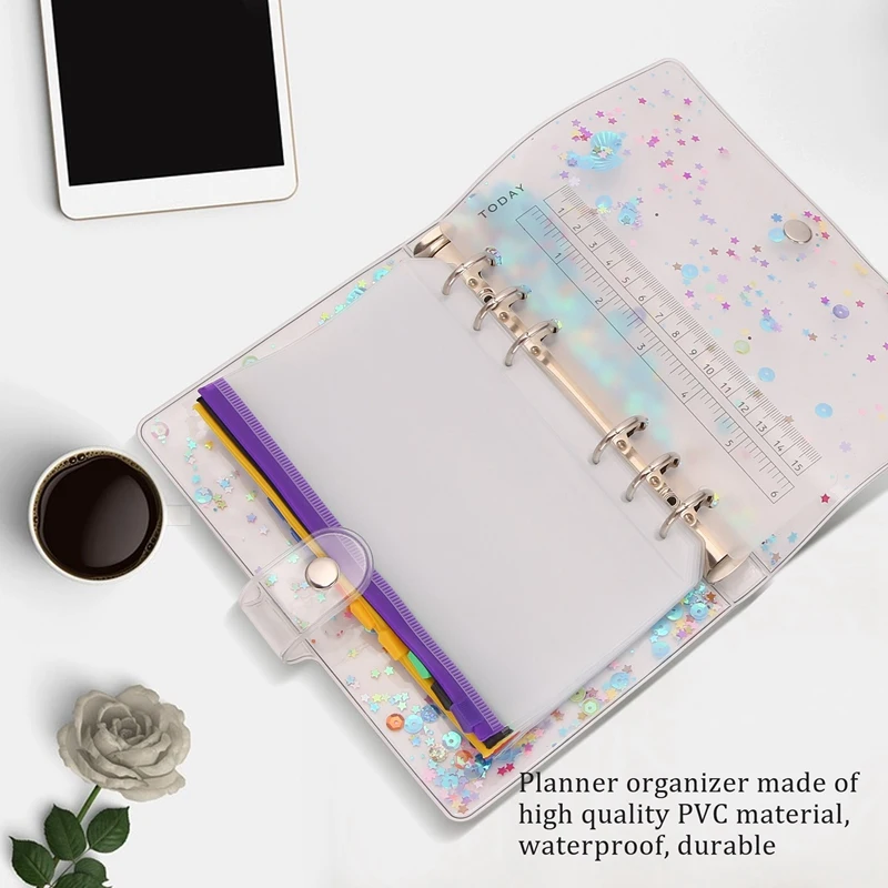 A6 Budget Binder Cover, Waterdichte PVC Ringband Cash Envelop Portemonnee Voor Planner Organizer, Zakken Veelkleurige Rits