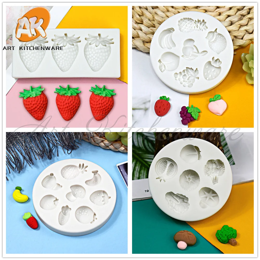 

Vegetable Fruit Strawberry Silicone Mold Cake Decorating Fondant Cake Chocolate Clay DIY Decorating Tool Sugarcraft Cake Mold