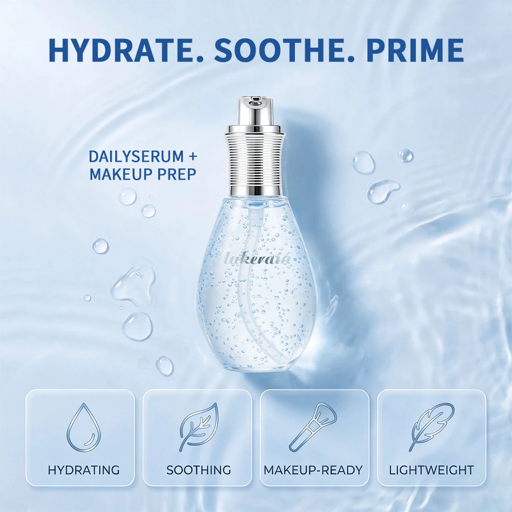 Lakerain Hydrating & Soothing Priming Serum 2 in 1 Serum Primer Nourishing Microparticles Makeup Friendly Base 80ml