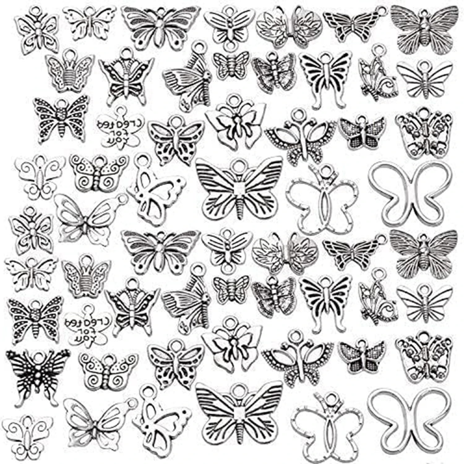 

60pcs Butterfly Charms Tibetan Butterfly Shape Alloy Pendants Insect Charms for DIY Necklace Bracelet Earrings Jewelry Making