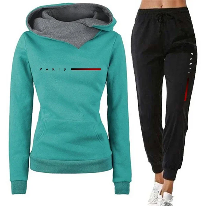 Autumn Winter Two-piece Hoodie Sweatpants Set For Daily Jogging Gym Outdoors Comfort Quality Women's Tracksuit Paris Sportswear