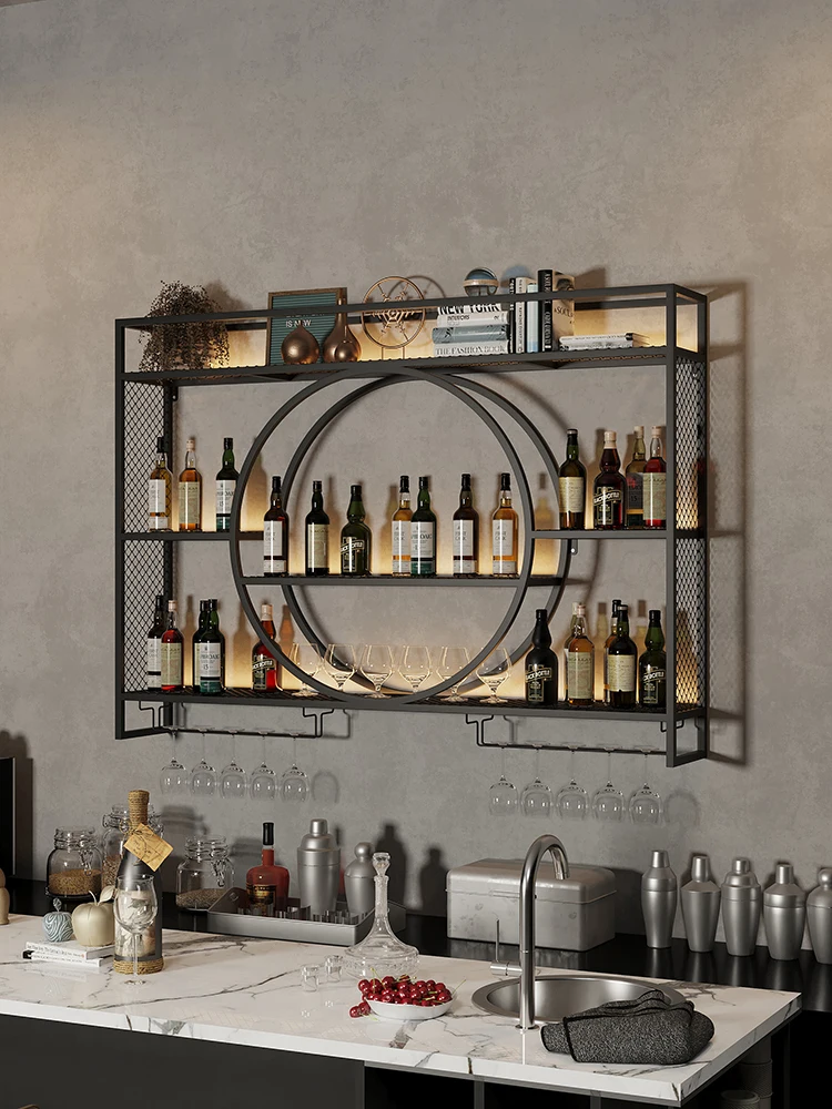 2023 Nordic Gold Square Wine Cabinets 120x80x15cm Hanging Iron Art Wall Bar Red Wine Storage Rack For Home Restaurant Decoration