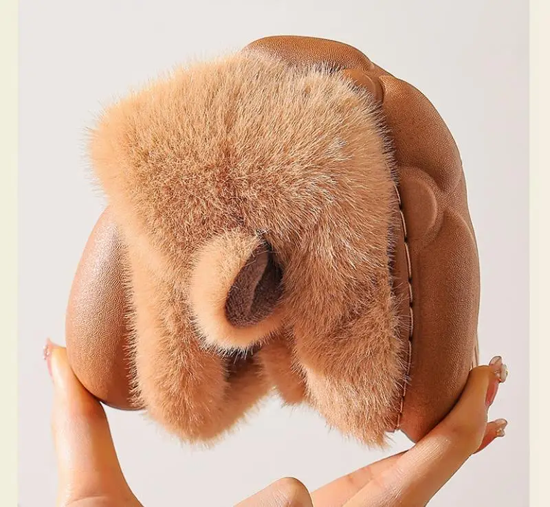 Niedliche Baumwoll-Hausschuhe mit Capybara-Motiv für Damen und Herren, ideal für Herbst und Winter, bequeme und warme Plüsch-Hausschuhe, rutschfest, für Paare, flauschige Hausschuhe. – Detail 8