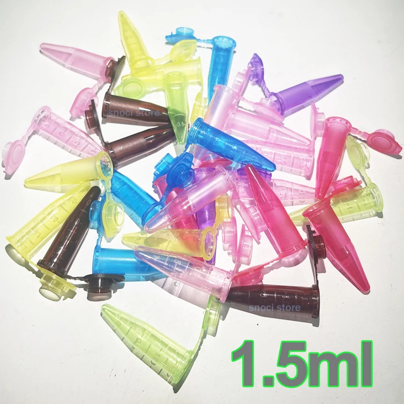 100 Stück 1,5 ml Labor-Mini-Plastik-Reagenzgläser Zentrifugenfläschchen mit Schnappverschluss Bunte 1500 µl EP-Röhrchen Graduierte Mikrozentrifugenröhrchen – Detail 2