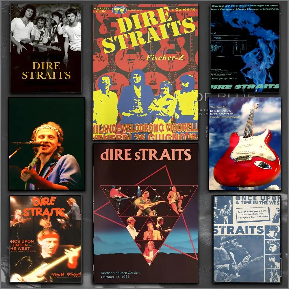 Band Dire S-straits Poster Waterproof Sticky WallArt Print For Bedroom Living Room Hallway Bar Home Decor