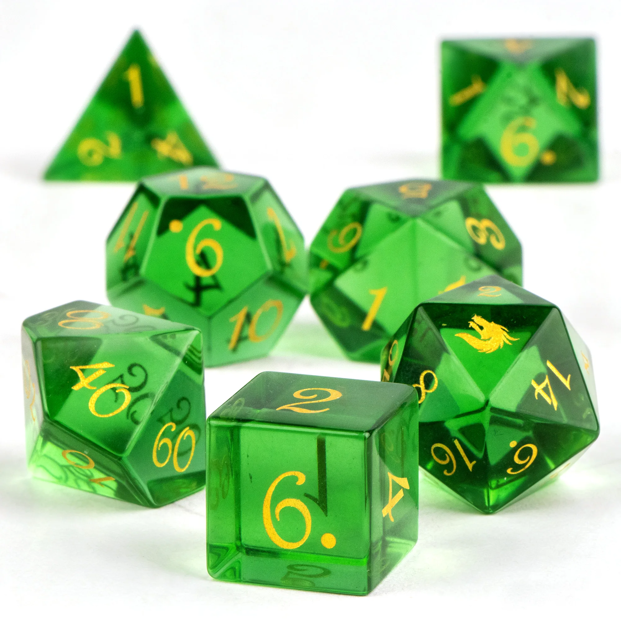 Random 7PCS Gem Style Polyhedral Dice Set with Silver Storage Box for RPG Tabletop Board Games Role Playing Game Accessories