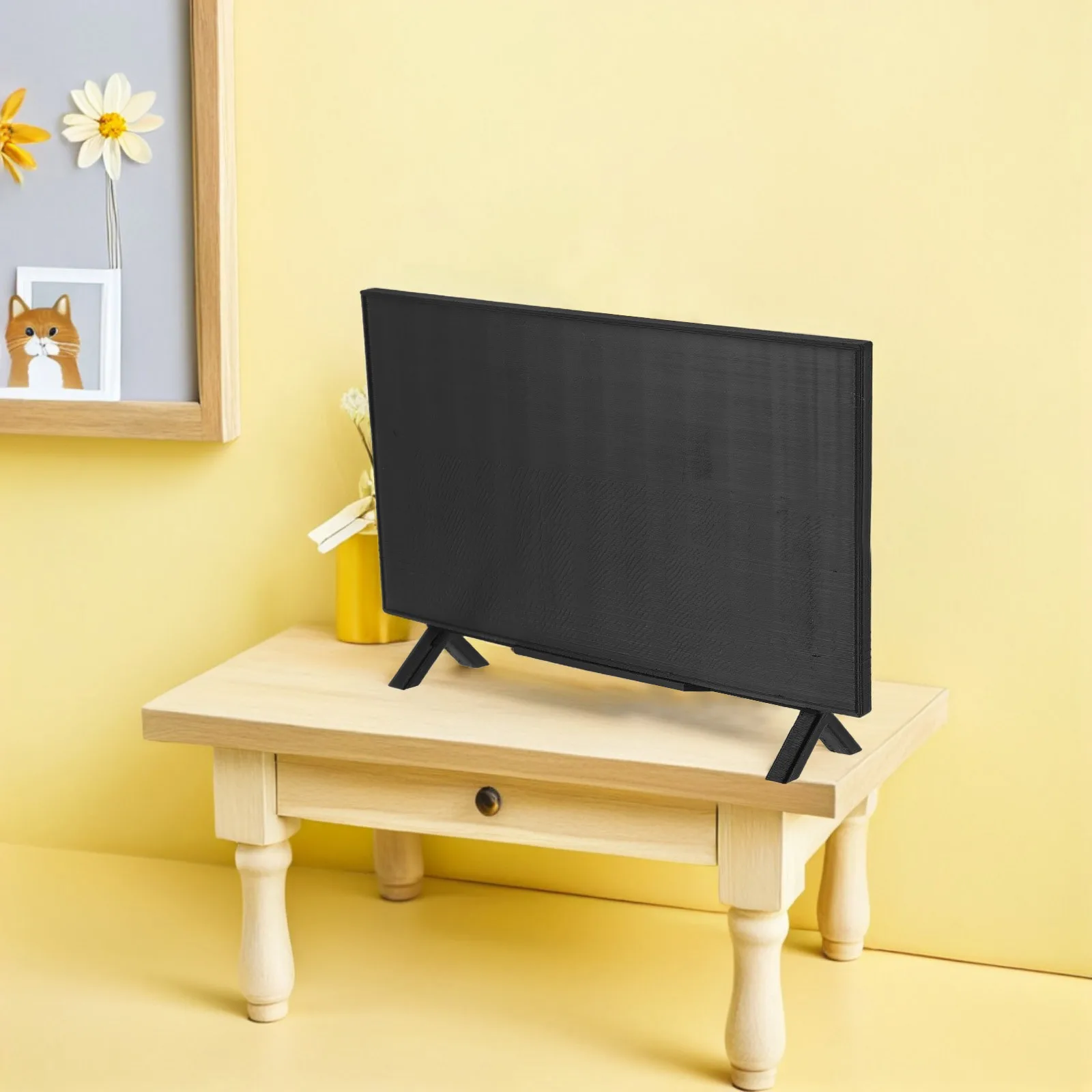 2Sets Miniature Dollhouse Realistic Retro Mini Television 1:6 Scale Dollhouse Furniture Accessories for Creative Play Scenes