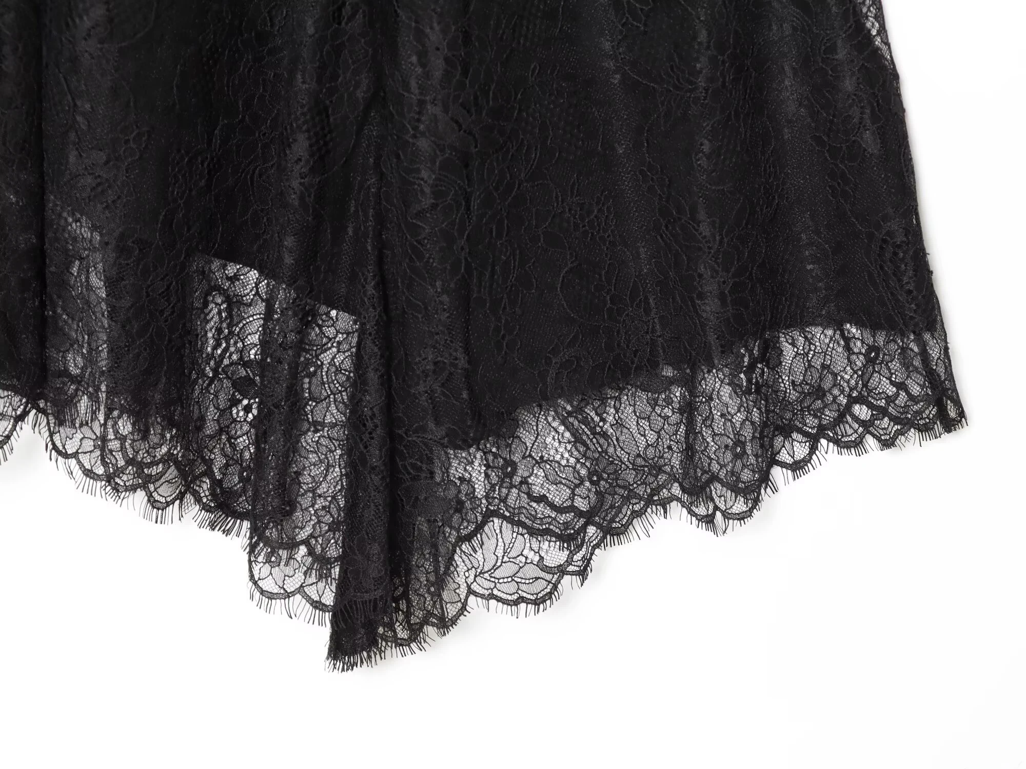 ZERAINS Winter new women's clothing asymmetrical A-line decorative layer hem mid waist lace MIDI midi skirt