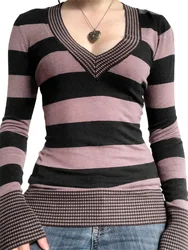 Women s Winter Fashion Sweater Long Sleeve Tops Color Block Round Neck Slim Fit Knitted Pullover with Ribbed Cuffs