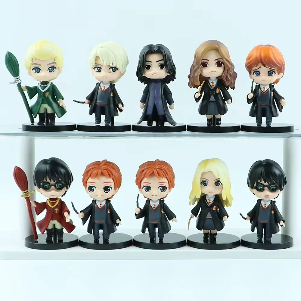 10Pcs/Set Harry Potters Figures Anime Q Version PVC Doll Toys Movies Car Cake Decoration Children Birthday Christmas Gift