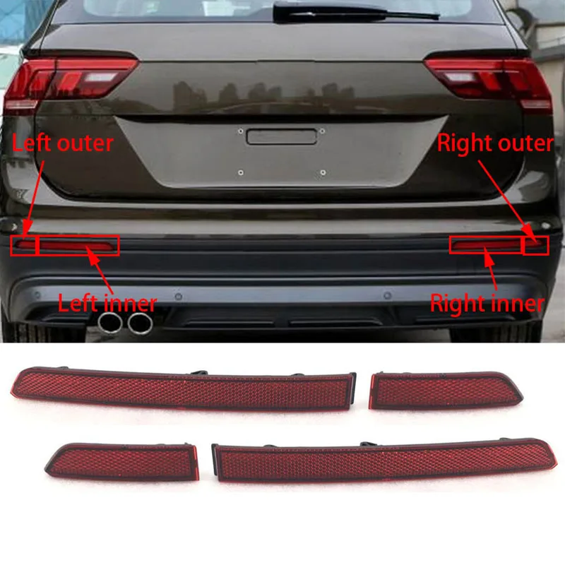 Car ABS Red Rear Bumper Reflector Brake Lamp False Light Decorative Lights for Tiguan L 2017-2019