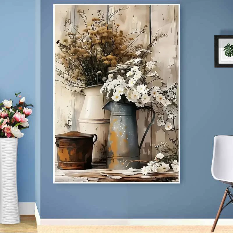 

The Flowers in the Bottle 5D Diamond Painting Full Diamond Art Embroidery Hotel Office Home Decor DIY Diamond Cross Stitch Kits