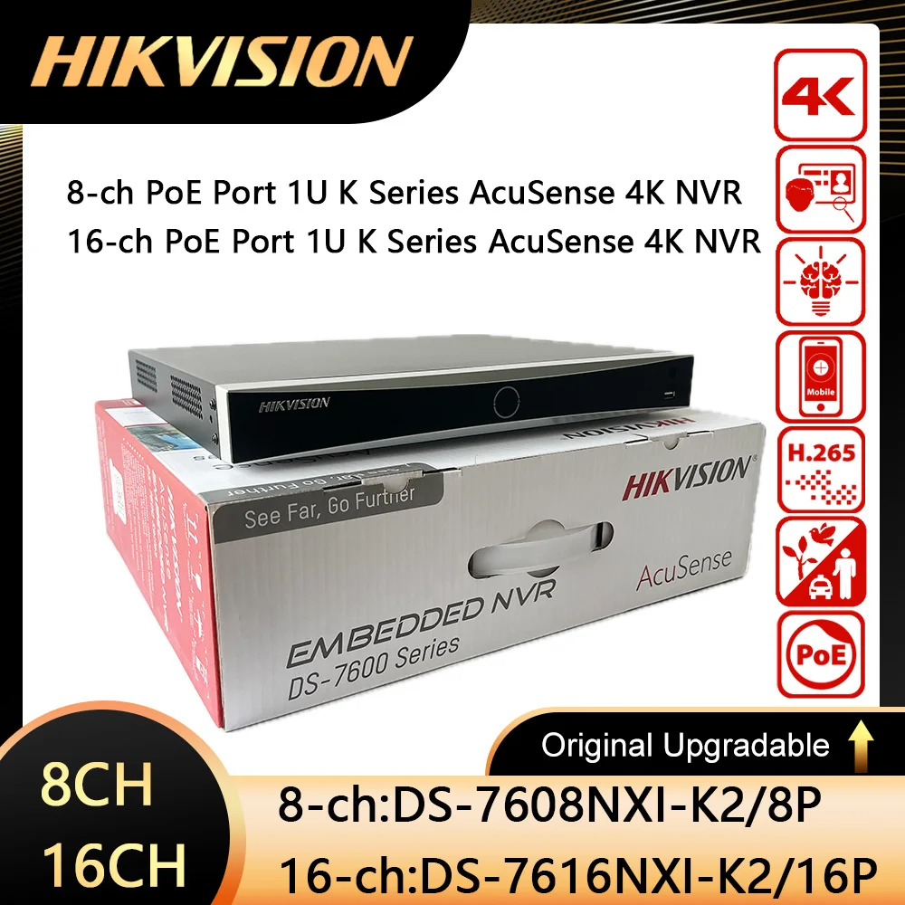 

Hikvision DS-7616NXI-K2/16P DS-7608NXI-K2/8P PoE 1U AcuSense 4K NVR Network Video Recorder Intelligent Analytics CCTV System