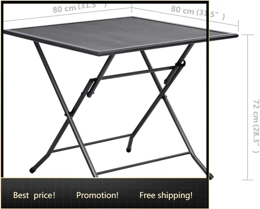 BestsellerFolding Mesh Table 31.5x31.5 x28.3 Steel Anthracite Outdoor Patio Side Dining Small Side Outdoor Patio Table for Swimm