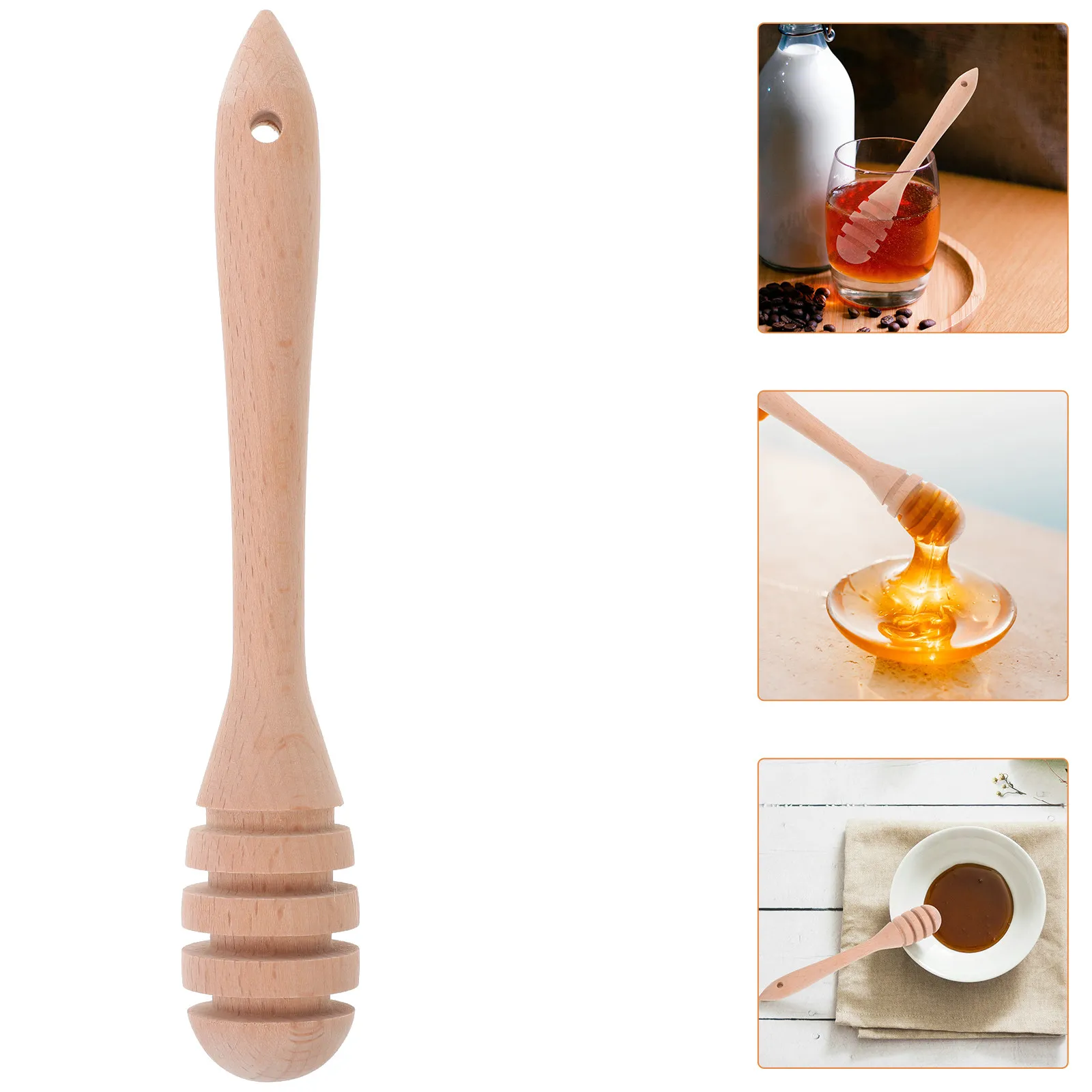 Wooden Honey Dipper Rod Simple Elegant Design Safe Natural Wood Honey Dispenser Stirring Tool for Jars Sauces Jam Multi Use