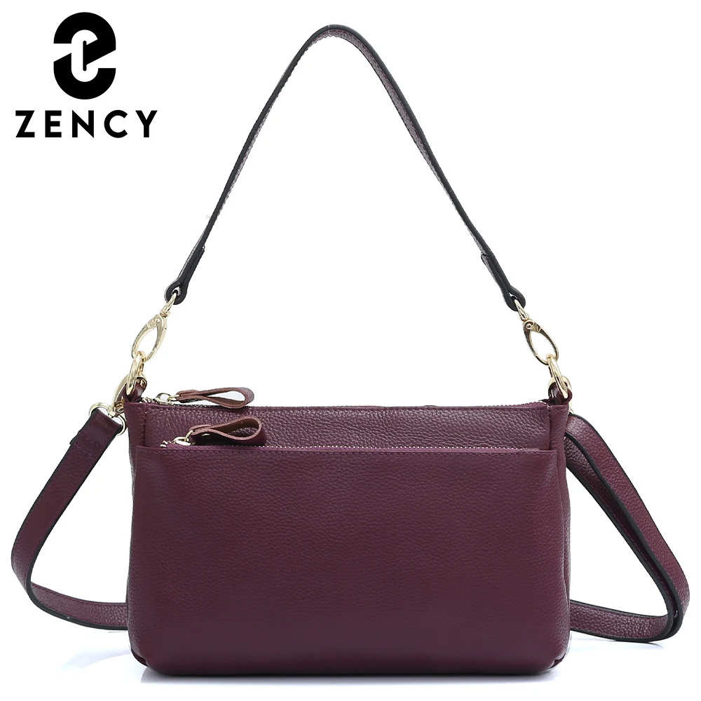 Zency Genuine Leather Simple Classic New Female Shoulder Bag Square Small Commute Crossbody Handbag For Women High Quality Soft