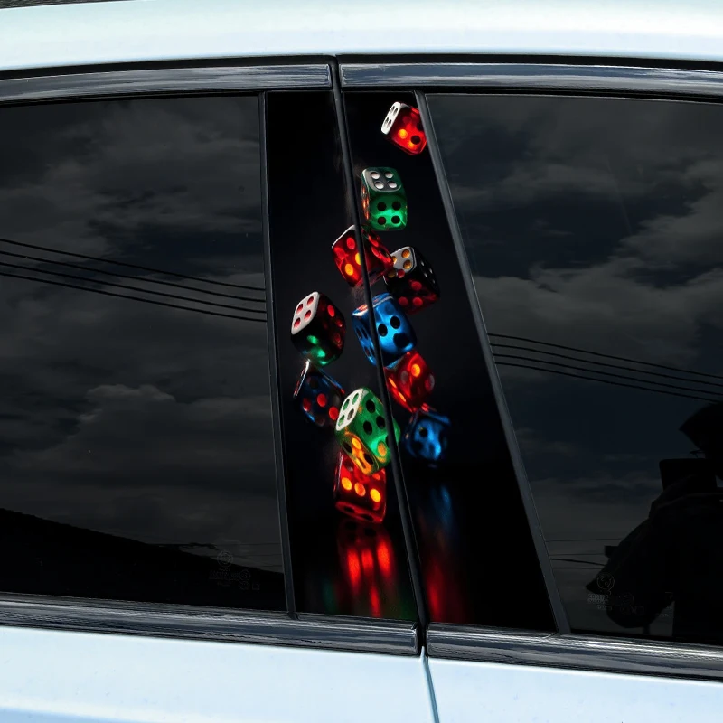 

1/2pcs Funny Poker Dice Car Stickers Auto B Pillar Waterproof Decor Cover Scratches DIY Car Doors Pillar Sunscreen Vinyl Decals