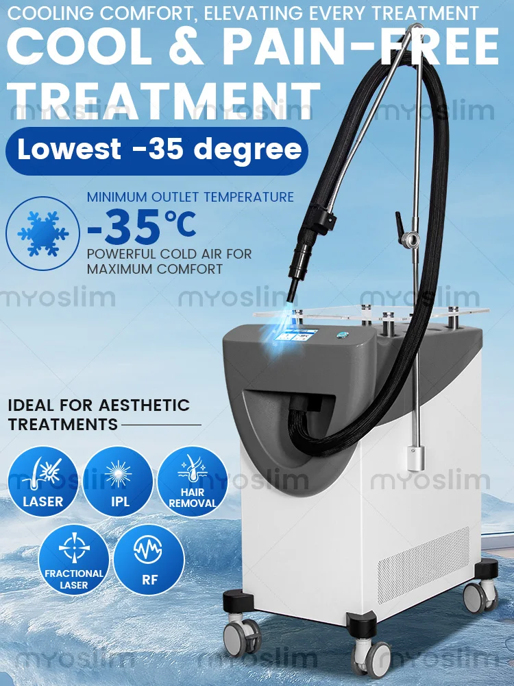 -35 ℃   Urządzenie do chłodzenia skóry zimnym powietrzem, system łagodzenia bólu i ochrony skóry do lasera diodowego 808 nm, lasera CO2 frakcyjnego, lasera pikosekundowego i IPL do zabiegów (220V) — Zdjęcie 2 z 2