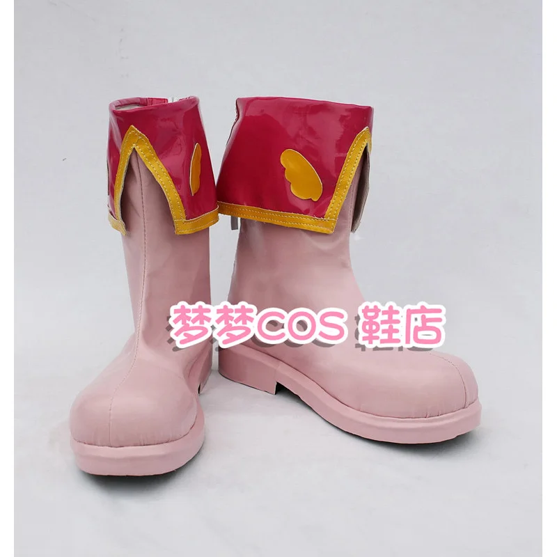 Anime Card Captor Kionmoto Sakura Cosplay Shoes Pink Short PU Leather Flat Sole Boots For Halloween Carnival