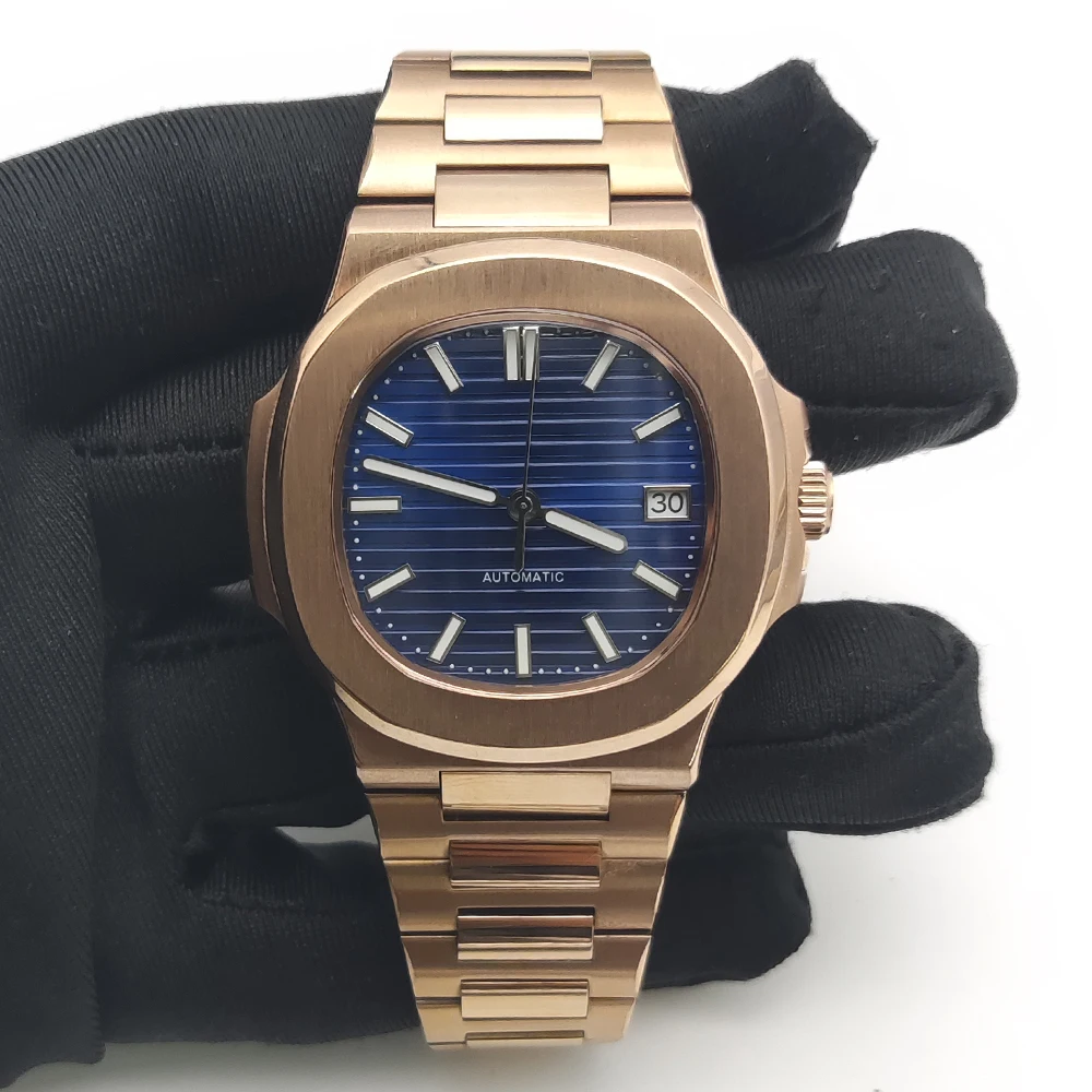 Relojes de lujo de alta gama para hombre, oro rosa, NH35, mecánico automático, resistente al agua, zafiro luminoso, caja de acero inoxidable