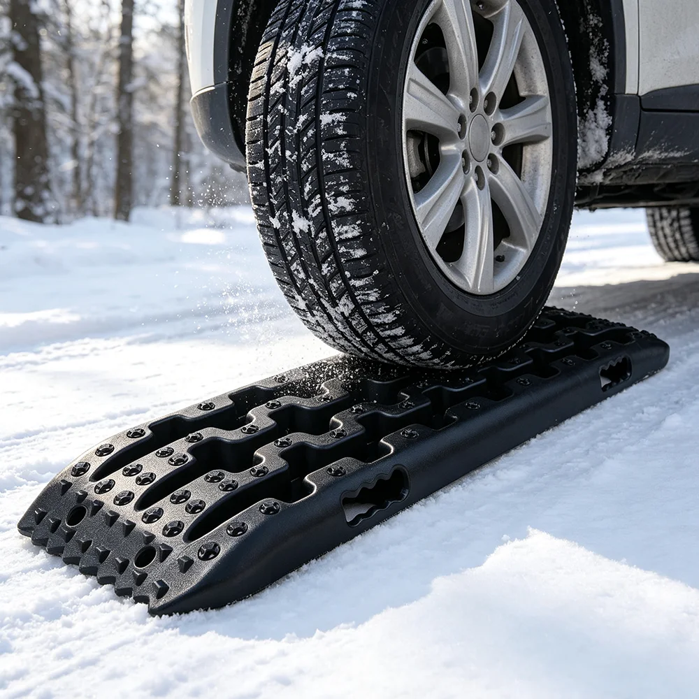Image of 2er/4er-Set Auto-Offroad-Traktionsbrett, Rettungsbrett für Schlamm, Schnee, Sand, Outdoor-Geländewagen-Traktionshilfe, Rettungszubehör, Rampe