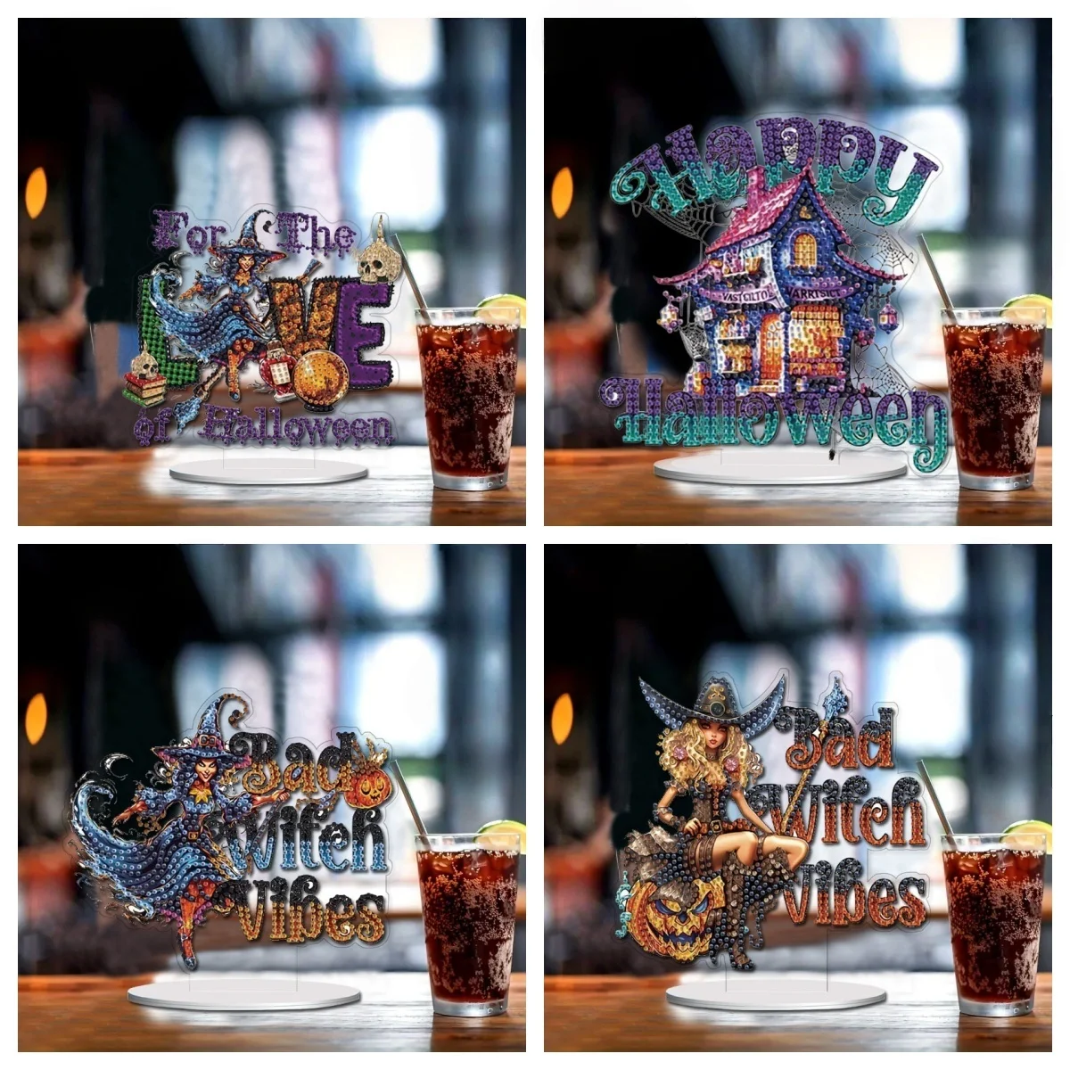 1 Diamant-Malerei-Set aus Acryl mit Halloween-Elfen-Figurenmuster, DIY-Kristallverzierung mit Diamant-Stickerei