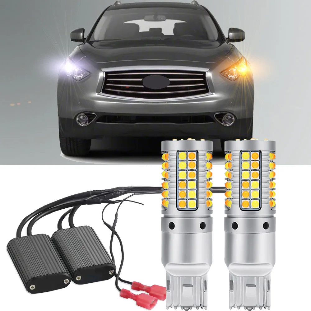 

2Pcs Canbus For Infiniti FX35 2003-2012 Switchback Yellow Front Turn Signal + White Drl Daytime Running Lght