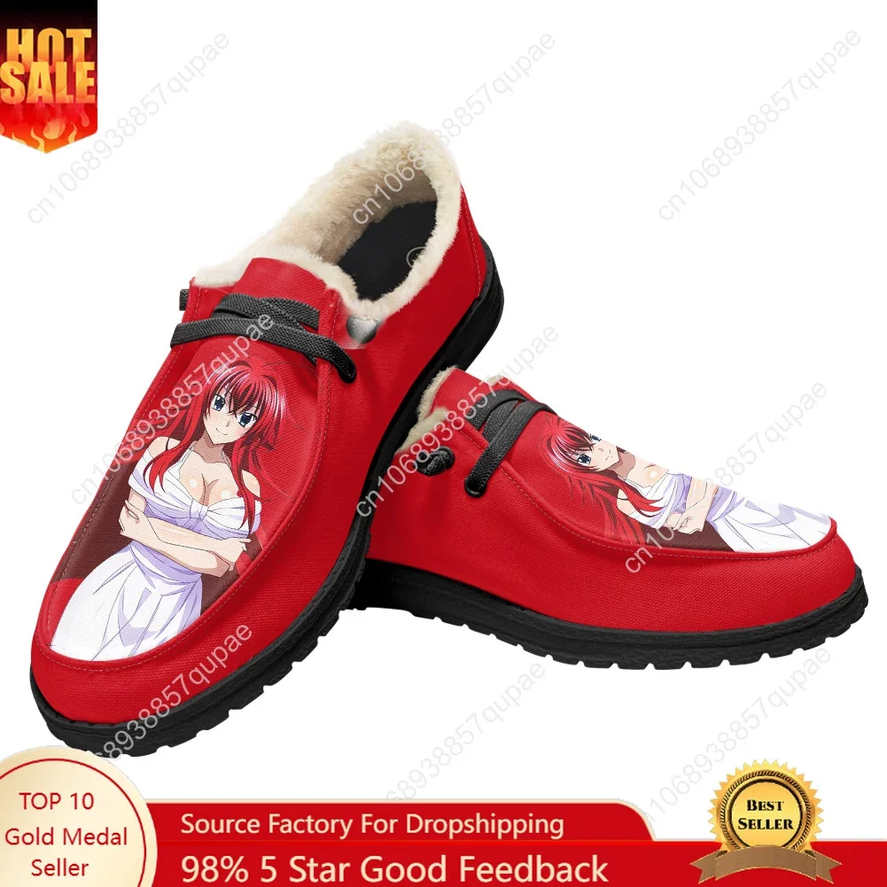 High School DxD Rias Gremory Flat Shoes Cartoon Men Women Teenager Sneakers Soft Keep Warm Shoes Casual Footwear Custom Shoe