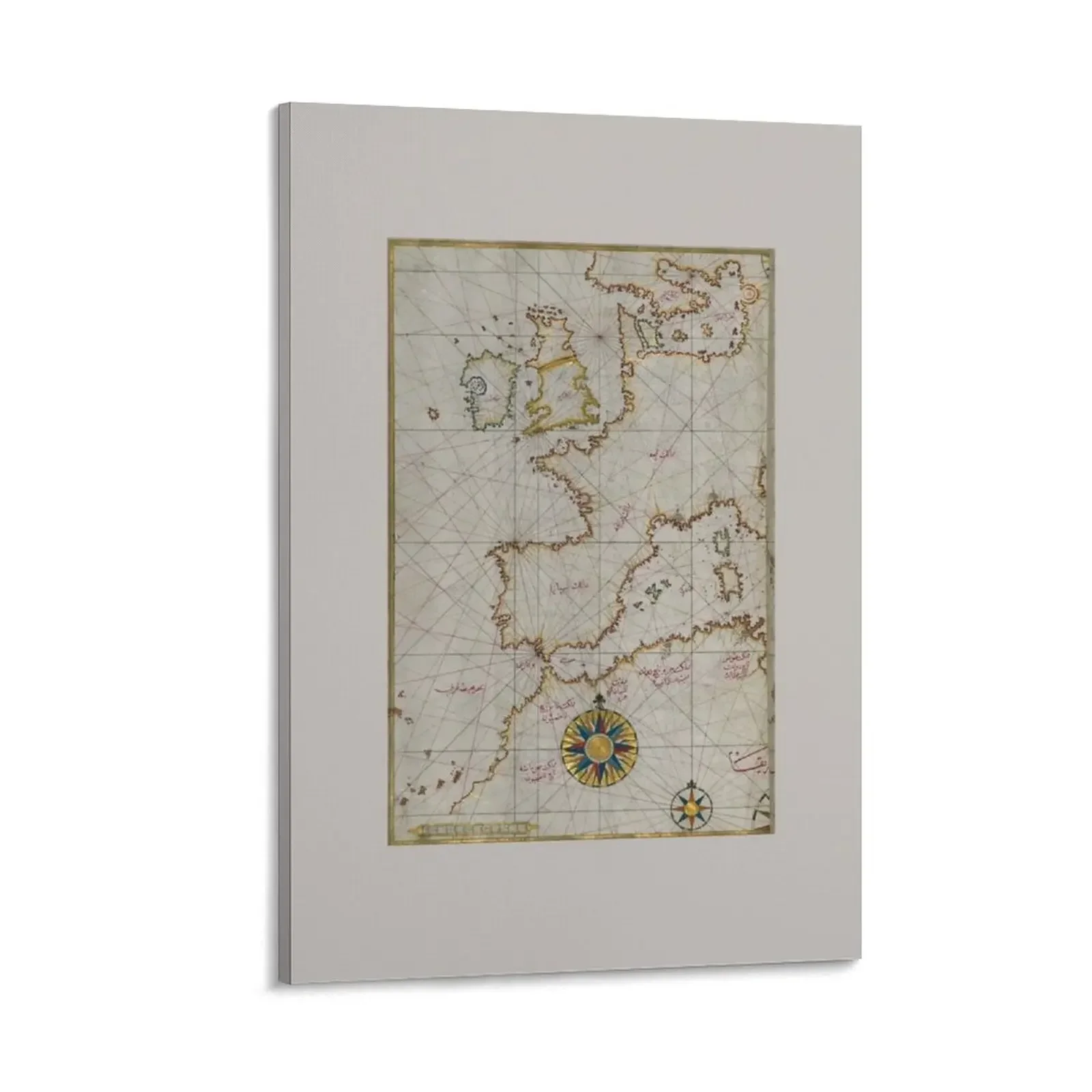 

Antique cartography: ancient map of Western Europe from the Book of Piri Reis Canvas Painting decor room decoration accessories