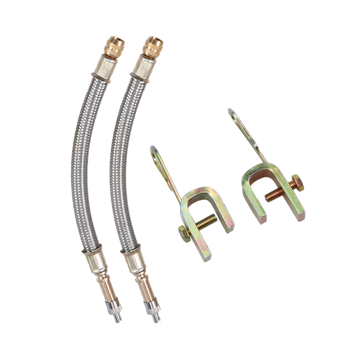 

2pcs Steel Tire Stem Extension Adaptor For Car Truck Motorcycle Trailer Rv Durable Copper Nut Aluminum Clip Fit Standard Treads