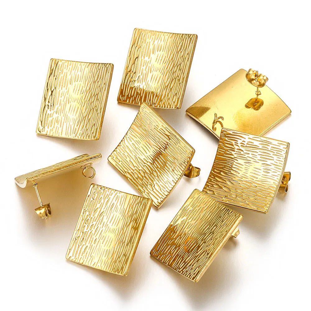 6pcs Stainless Steel Gold Plated Square Jewellery Accessories Connector DIY Fashion Earrings Wholesale Jewellery Making Supplies