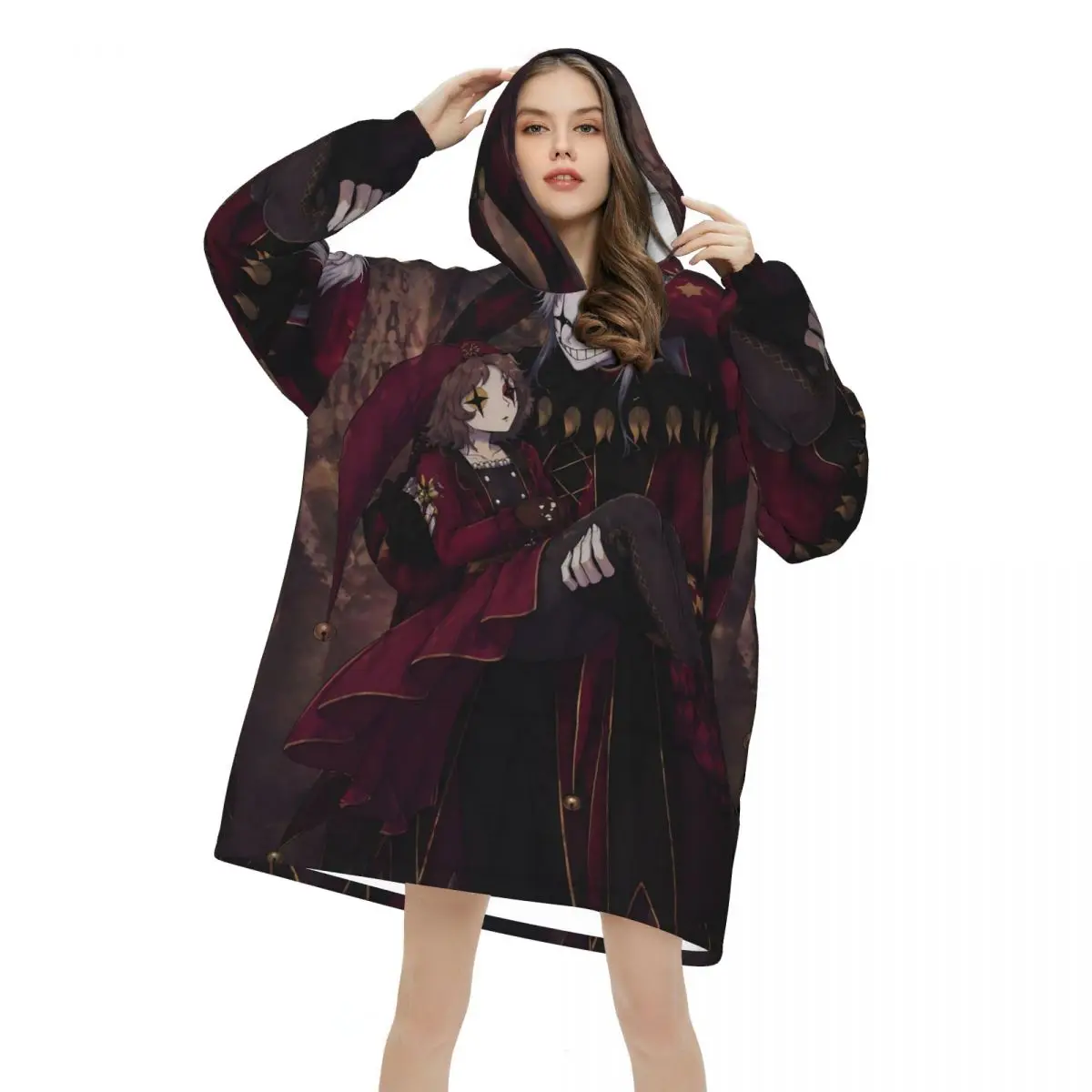 Pierrots The Freak Circus Wearable Blanket Hoodie Warm Cozy Oversize Blanket Sweatshirt Thick Fleece Hooded Blanket with Pocket