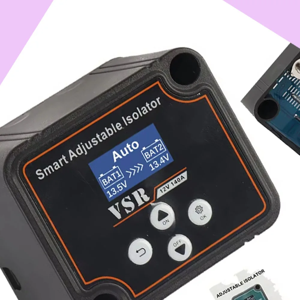

12V 140A Dual Battery Smart Isolator Display VSR Car Relay Voltage Setting Voltage Sensitive for Lithium & Lead-Acid Battery