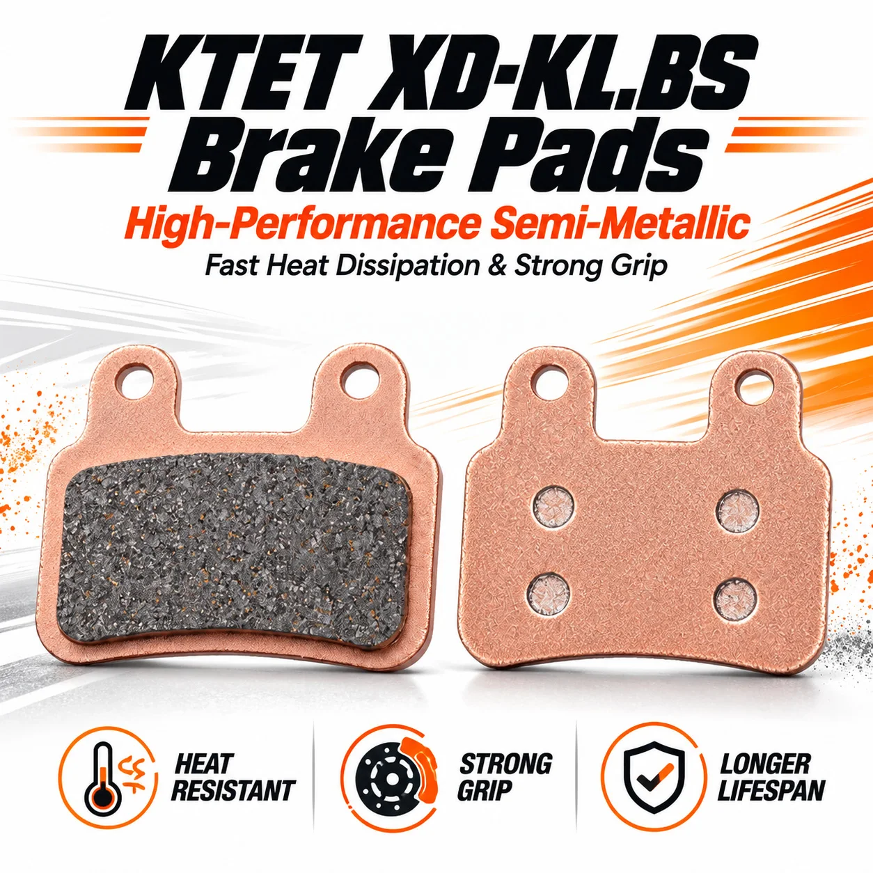 Ridstar Q20 Brake Pads Semi-Metallic, for KTET XD-KL.BS Caliper, Q20 Pro H26 Pro, E-Bike Disc Pad, Long Lasting