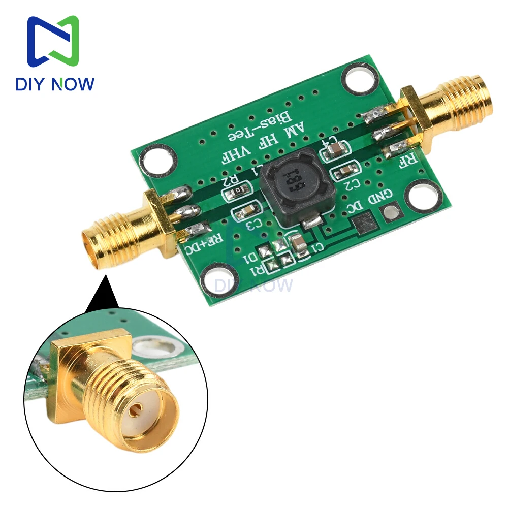 

1PCS RF Bias Tee 25K-100MHz RF Broadband Amplifier Module Coaxial Feed Bias Tee Low Insertion Loss HF AM Amplifier BiasTee